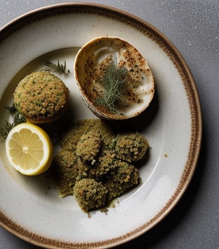 Pesto Salmon & Sea Scallops With Lemon/Garl recipe image