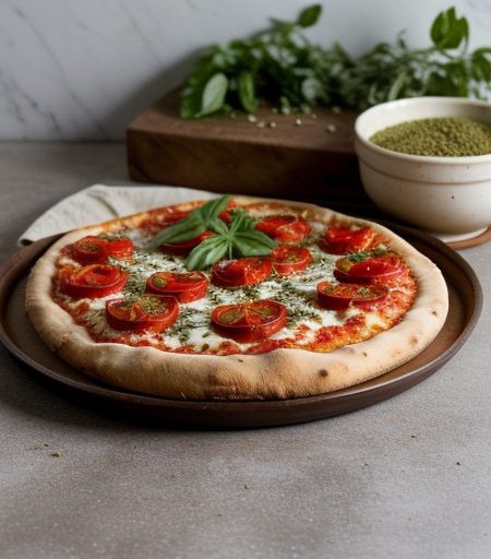 Pesto and Tomato Pizza recipe image