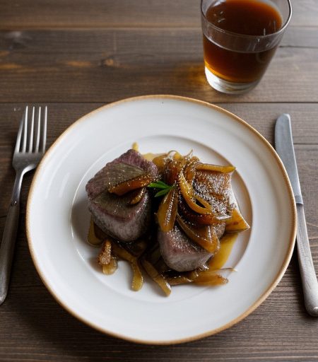 Petite Beef Steaks W/Caramelized Onions recipe image