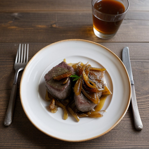 Petite Beef Steaks W/Caramelized Onions recipe image
