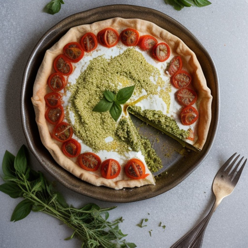 Phyllo Pastry Pizza With Broccoli Pesto, Tomatoes and Goa recipe image
