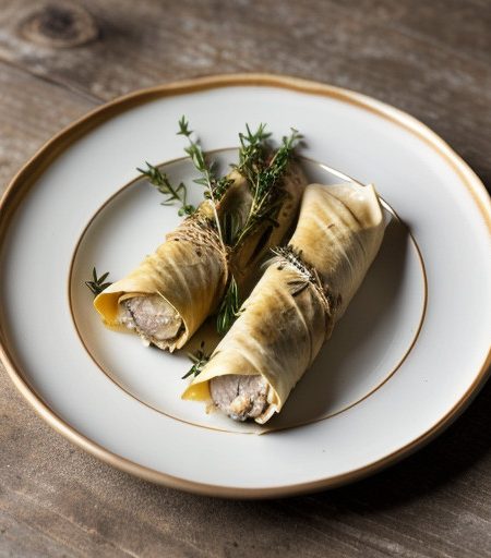 Phyllo-Wrapped Chicken With Leek & Portobel recipe image