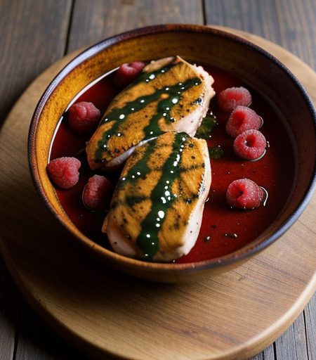 Pimentos Grilled Chicken With Raspberry Butter Sauce recipe image