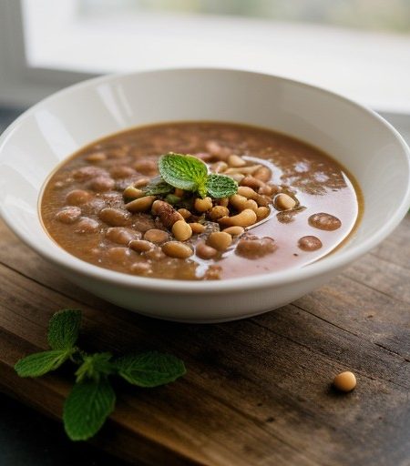Pinto Bean Soup W/ Mint & Pine Nuts recipe image
