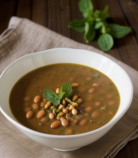 Pinto Bean Soup With Mint & Pine Nuts recipe image