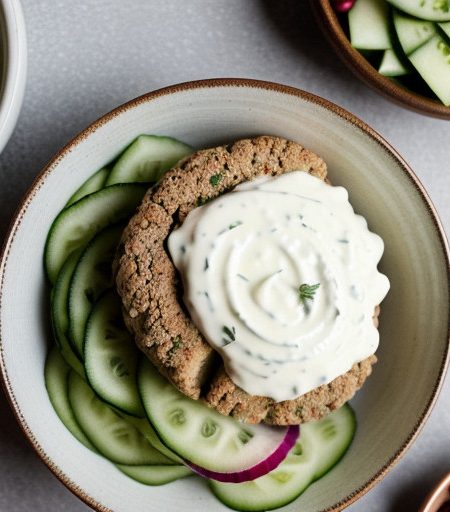 Pita Burgers With Cucumber-Yogurt Sauce recipe image