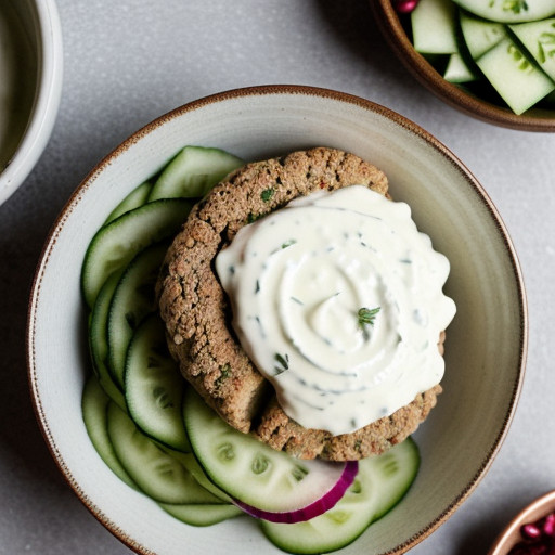 Pita Burgers With Cucumber-Yogurt Sauce recipe image