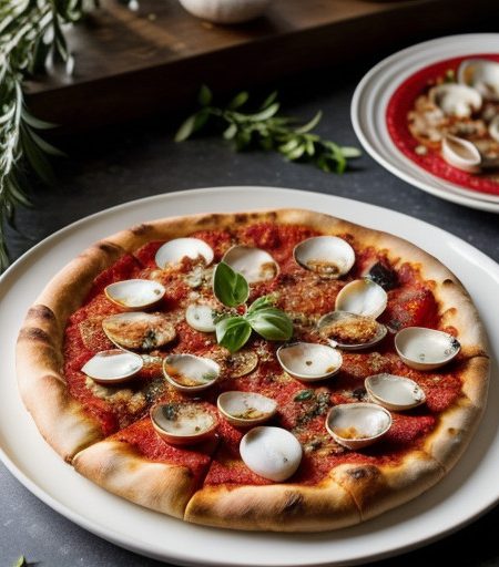 Pizza With Mozzarella Clams and Tomatoes - Bon Appetit recipe image