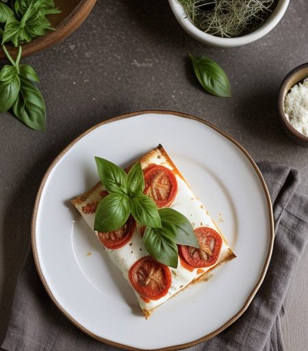 Pizza With Tomato, Mozzarella and Basil recipe image