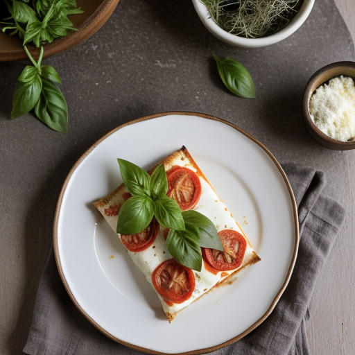 Pizza With Tomato, Mozzarella and Basil recipe image