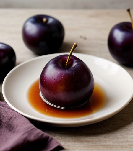 Plums in Plum Wine With Rosemary recipe image