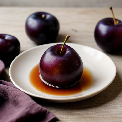 Plums in Plum Wine With Rosemary recipe image
