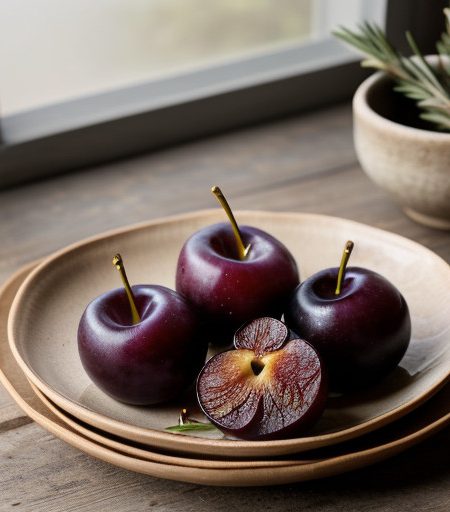 Plums in Plum Wine With Rosemary recipe image