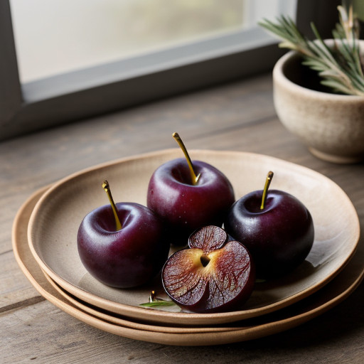 Plums in Plum Wine With Rosemary recipe image