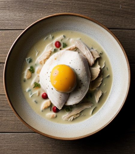 Poached Chicken in Cream Sauce With Rice recipe image