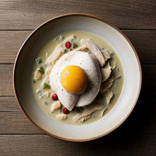 Poached Chicken in Cream Sauce With Rice recipe image