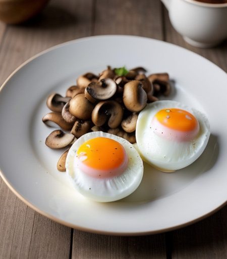 Poached Eggs With Garlic Mushrooms recipe image