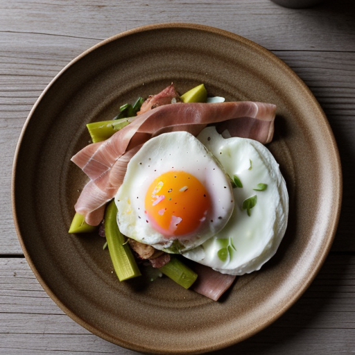 Poached Eggs With Ham and Veggie Hash recipe image
