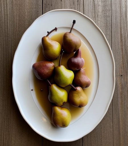Poached Fresh Pears in White Burgundy With Ch recipe image