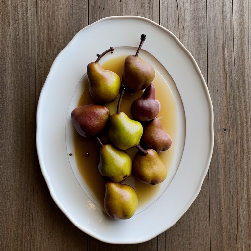 Poached Fresh Pears in White Burgundy With Ch recipe image