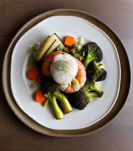 Poached Lobster Delights and Garden Vegetables recipe image