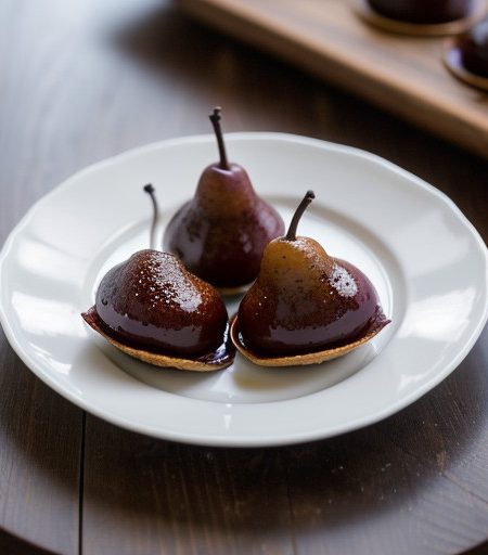 Poached Pears Stuffed With Maytag Blue Cheese and Roasted recipe image