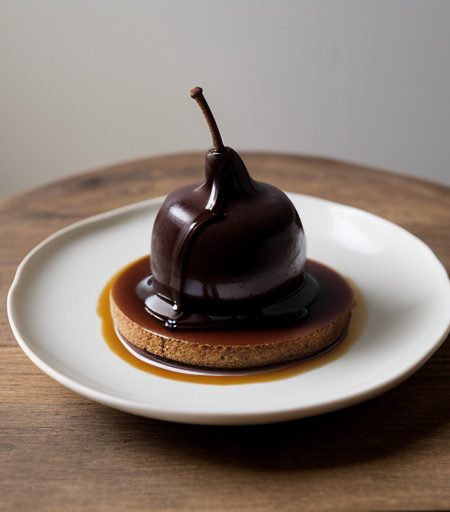 Poached Pears With Chocolate Drizzle recipe image