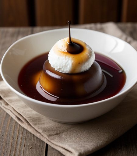 Poached Pears With Marscapone and Espresso Sauce recipe image