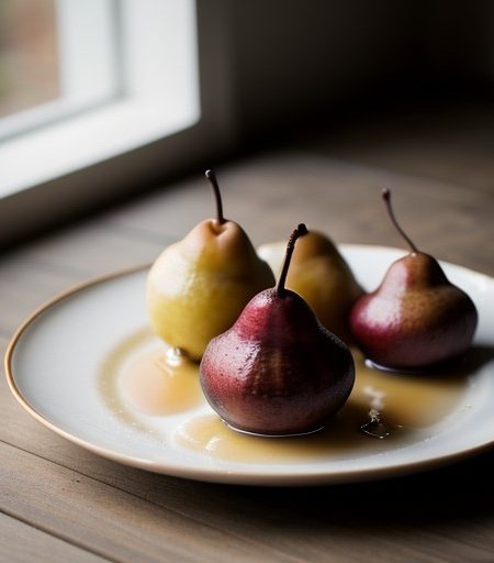 Poached Pears in Vanilla and Champagne recipe image