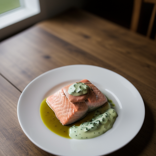 Poached Salmon W/Green Mayonnaise recipe image