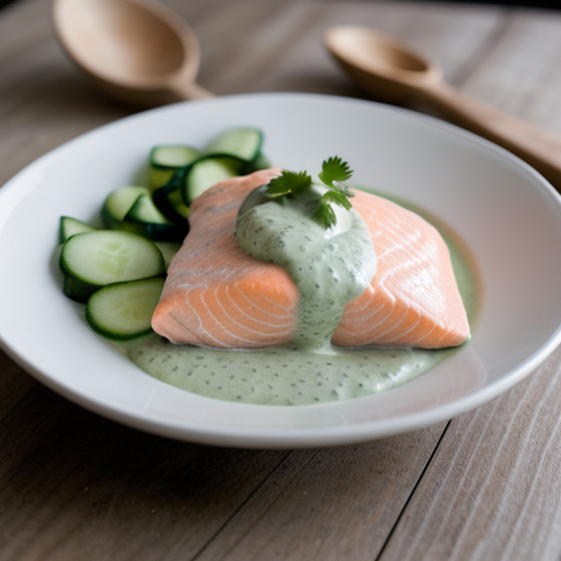 Poached Salmon With Cucumber Sauce for 2 recipe image