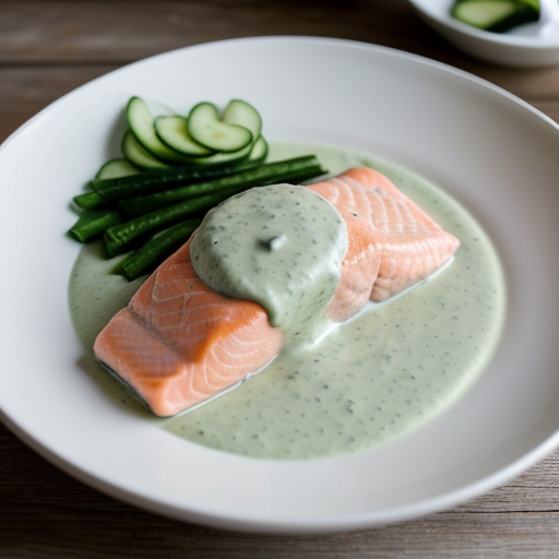 Poached Salmon With Cucumber Sauce recipe image