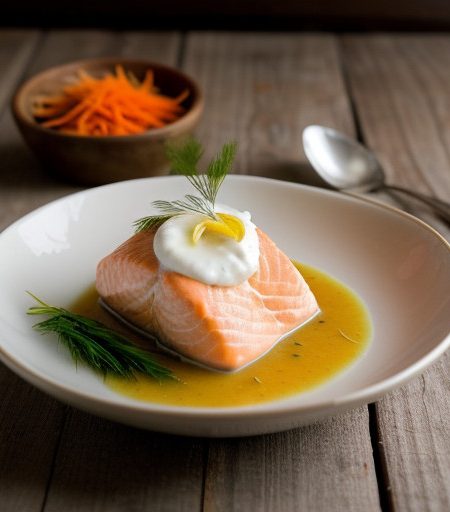 Poached Salmon With Horseradish Sauce recipe image