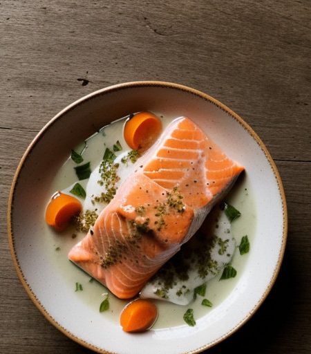 Poached Salmon With Horseradish Sauce (Moret recipe image
