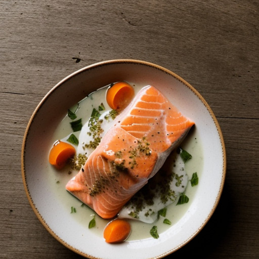 Poached Salmon With Horseradish Sauce (Moret recipe image