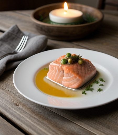 Poached Salmon With Lobster Butter recipe image