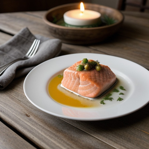 Poached Salmon With Lobster Butter recipe image