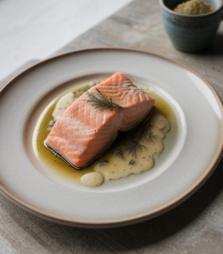 Poached Salmon With Lobster Butter recipe image