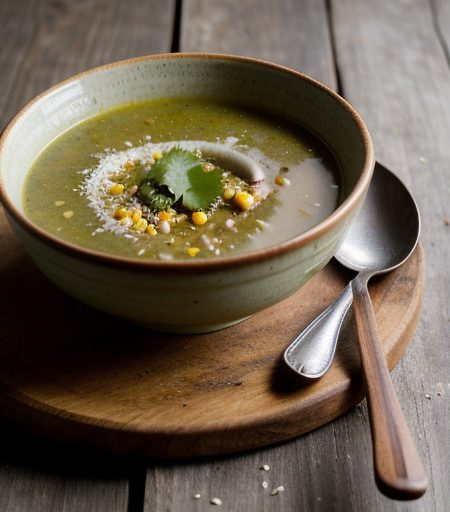 Poblano Soup With Broth (Mexican recipe image