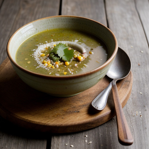 Poblano Soup With Broth (Mexican recipe image