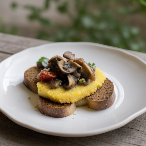 Polenta Crostini With Mushrooms recipe image