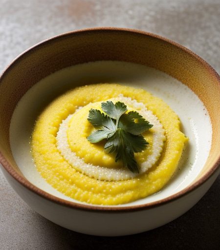 Polenta Grits With Cilantro & Tomato Sauce recipe image