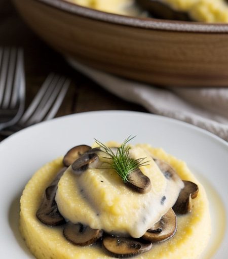 Polenta Wide Mushrooms in Cream recipe image