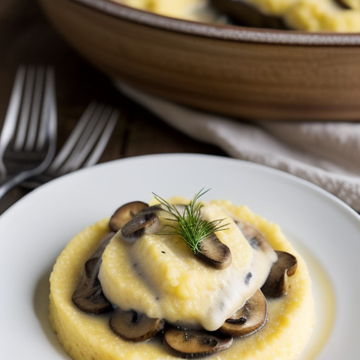 Polenta Wide Mushrooms in Cream recipe image