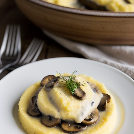 Polenta Wide Mushrooms in Cream recipe image