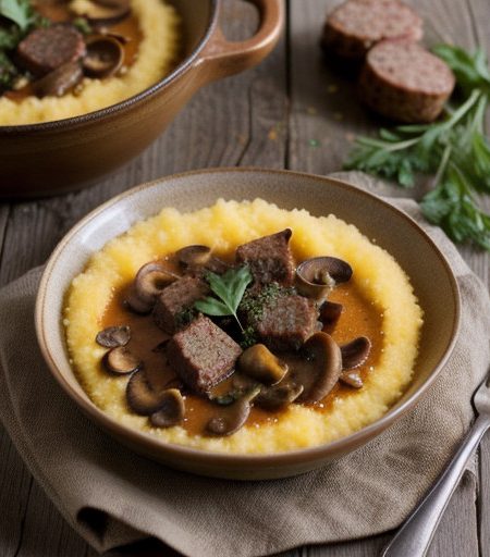 Polenta With Beef & Sausage Stew recipe image