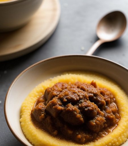 Polenta With Chunky Meat Sauce (Microwave recipe image