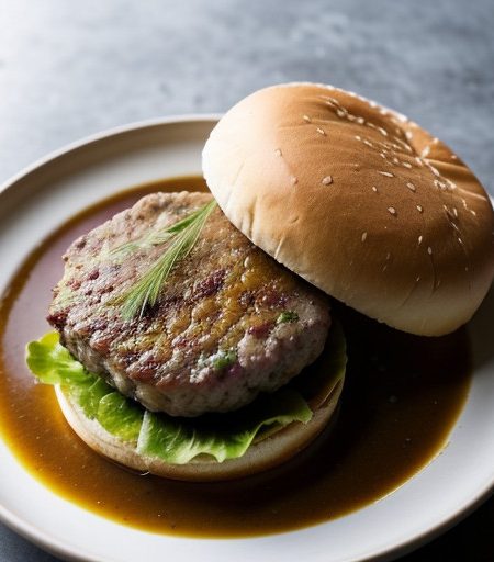 Pork Burgers in Gravy With French Fried Sweet Potatoes recipe image
