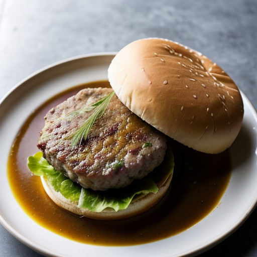 Pork Burgers in Gravy With French Fried Sweet Potatoes recipe image