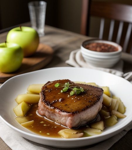 Pork Chops & Apples in Sweet & Sour Sauce recipe image